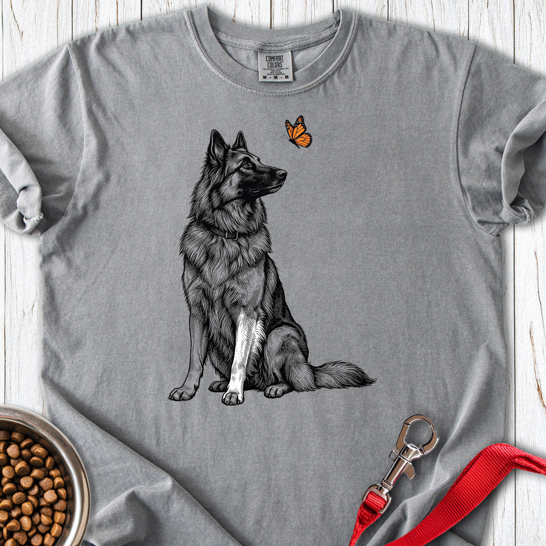 Belgian Tervuren Butterfly Premium Tee — Grey
