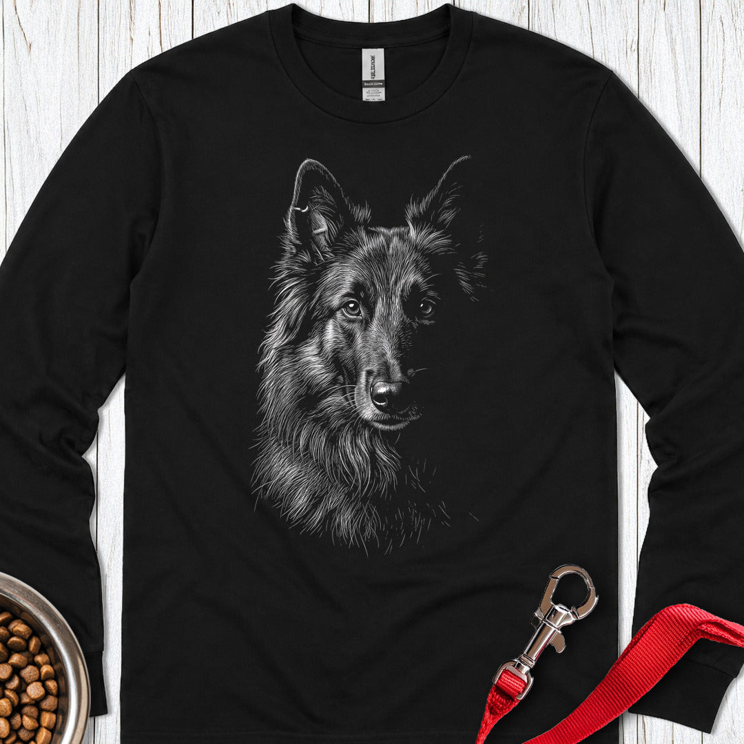 Belgian Tervuren Engraved Long Sleeve — Black