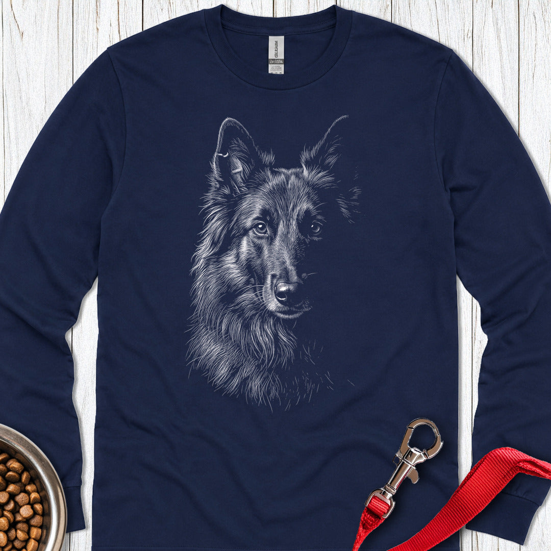 Belgian Tervuren Engraved Long Sleeve — Navy