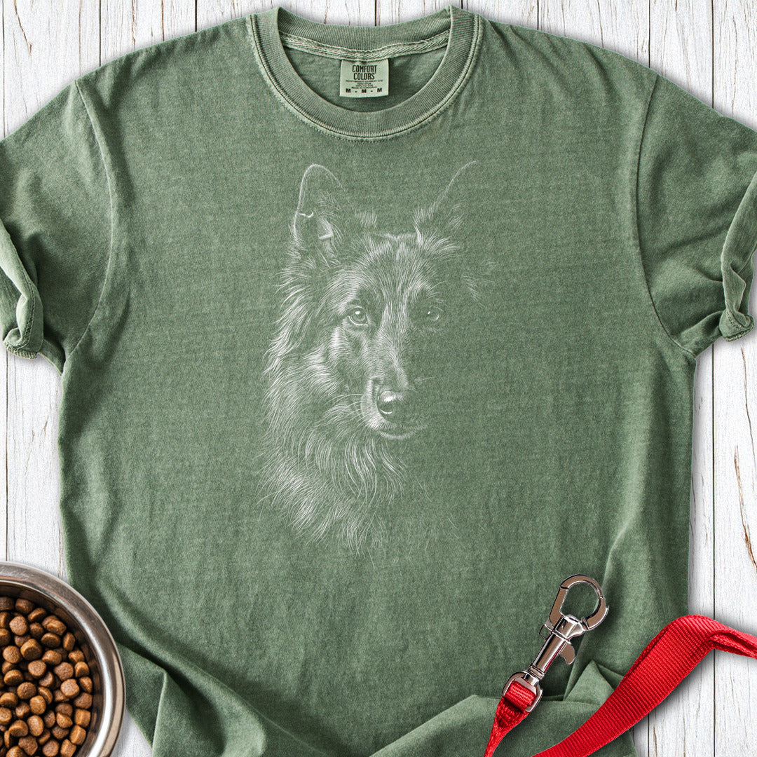 Belgian Tervuren Engraved Premium Tee — Moss