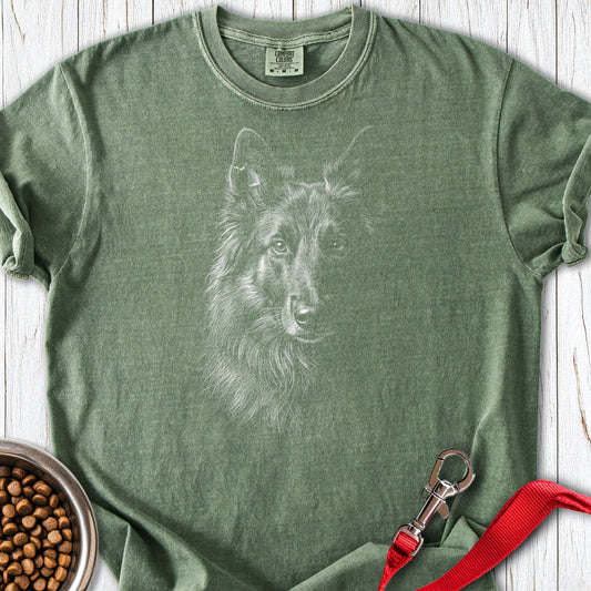 Belgian Tervuren Engraved Premium Tee — Moss