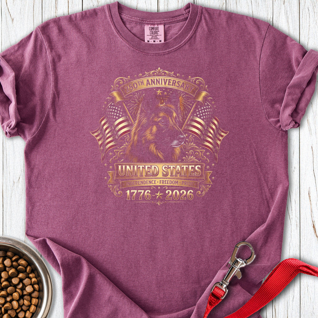 Belgian Tervuren Flag Shades Premium Tee — Berry