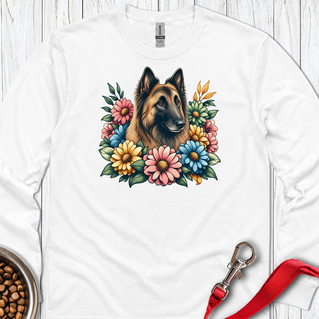 Belgian Tervuren Flower Wreath Long Sleeve — White