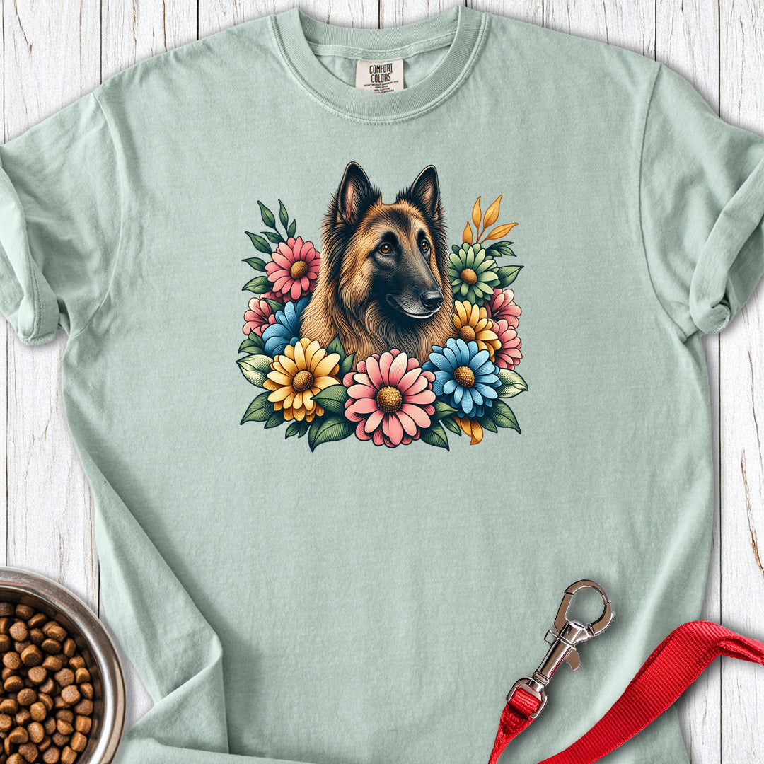 Belgian Tervuren Flower Wreath Premium Tee — Bay