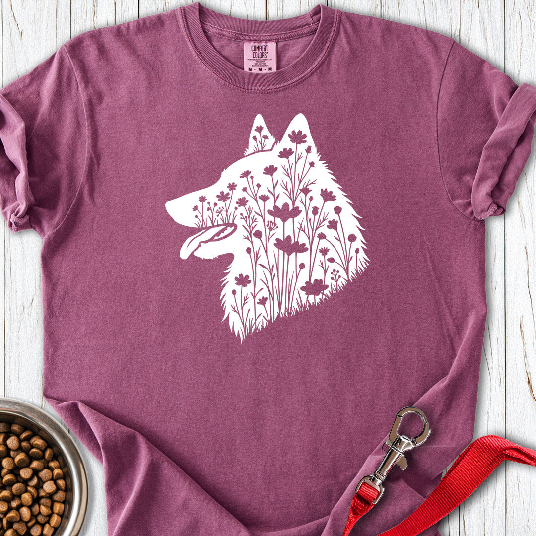 Belgian Tervuren Flowers Premium Tee — Berry