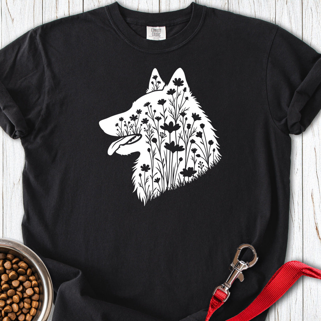 Belgian Tervuren Flowers Premium Tee — Black