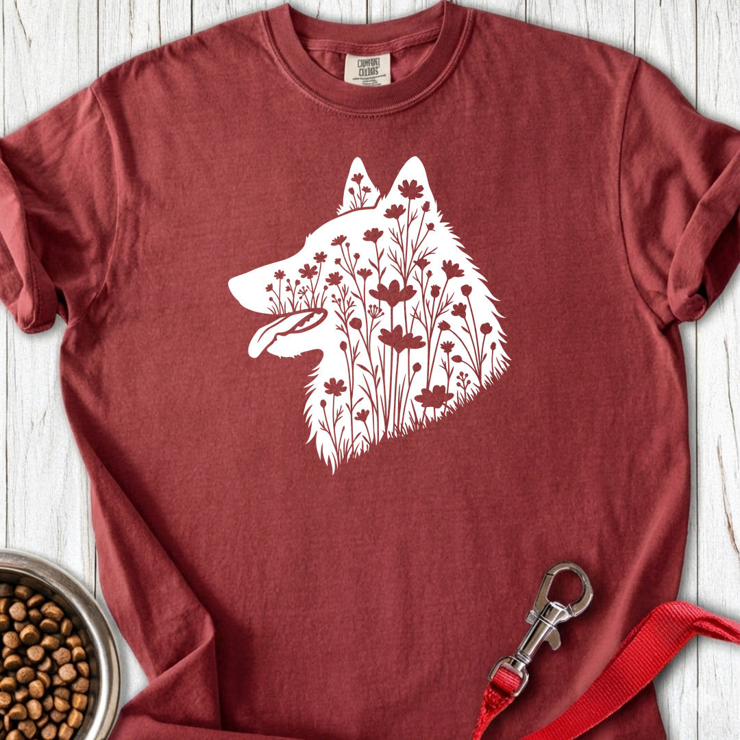 Belgian Tervuren Flowers Premium Tee — Brick