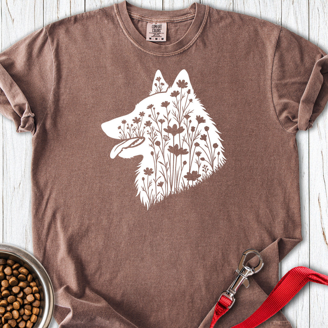 Belgian Tervuren Flowers Premium Tee — Espresso