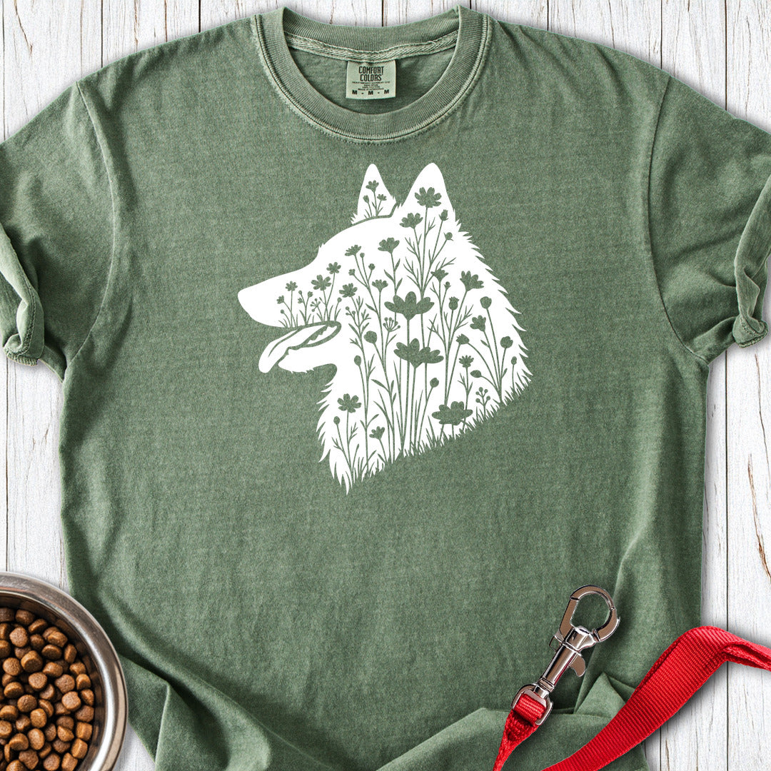 Belgian Tervuren Flowers Premium Tee — Moss