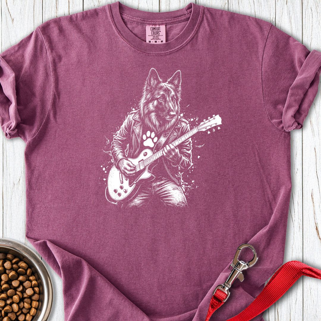 Belgian Tervuren Guitar Premium Tee — Berry