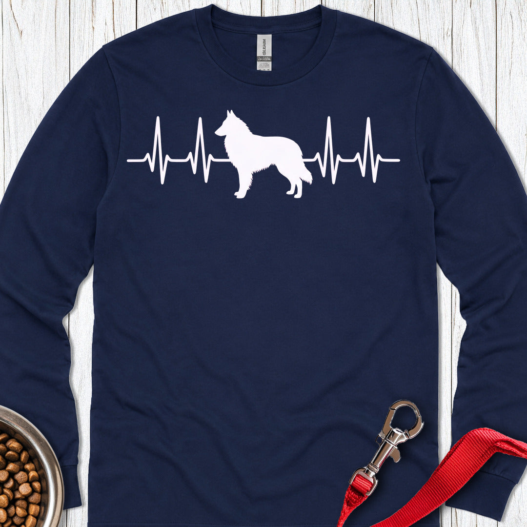 Belgian Tervuren Heartbeat Long Sleeve — Navy