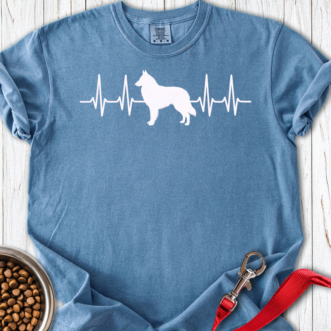 Belgian Tervuren Heartbeat Premium Tee — Blue Jean