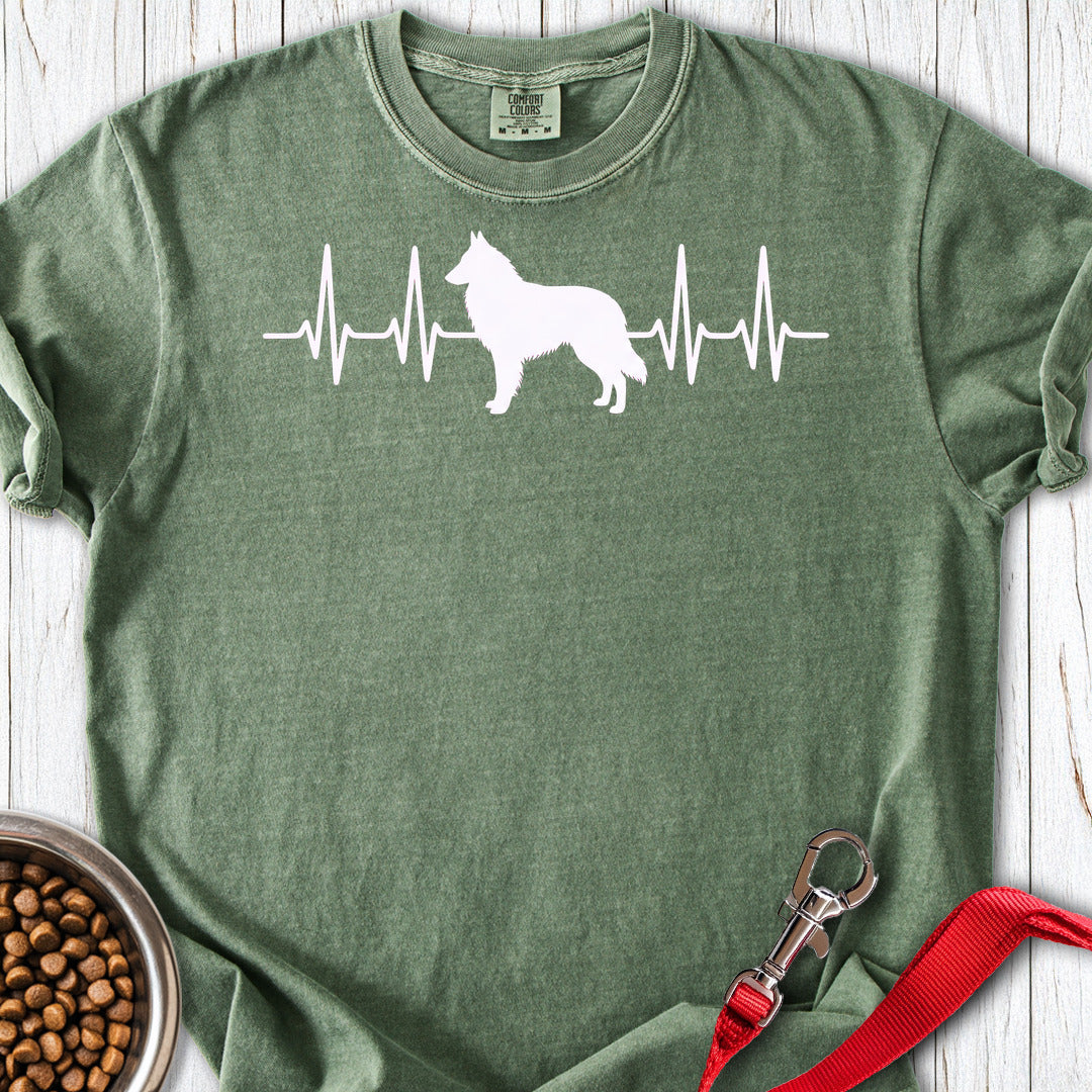 Belgian Tervuren Heartbeat Premium Tee — Moss