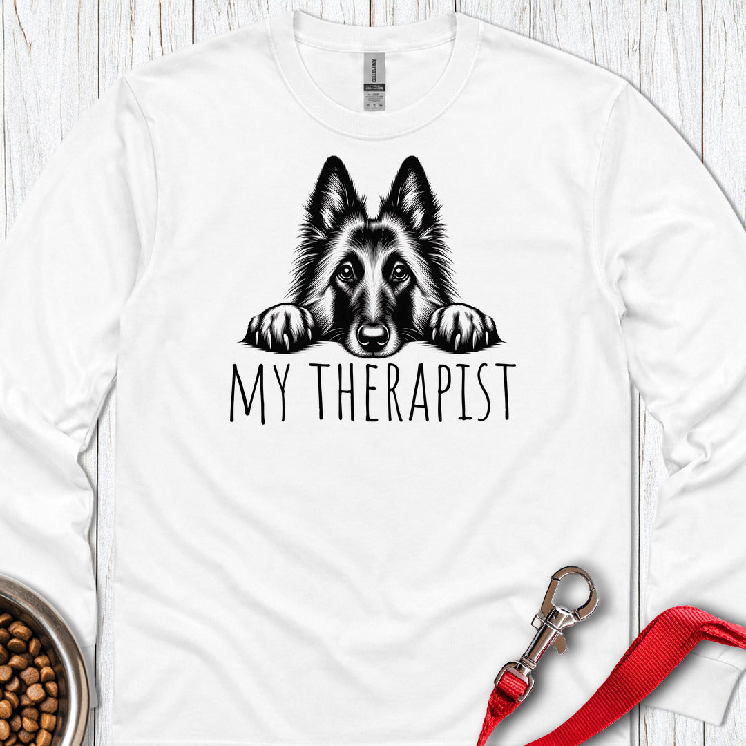 Belgian Tervuren My Therapist Long Sleeve — White