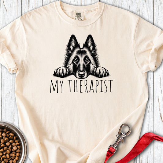 Belgian Tervuren My Therapist Premium Tee — Ivory