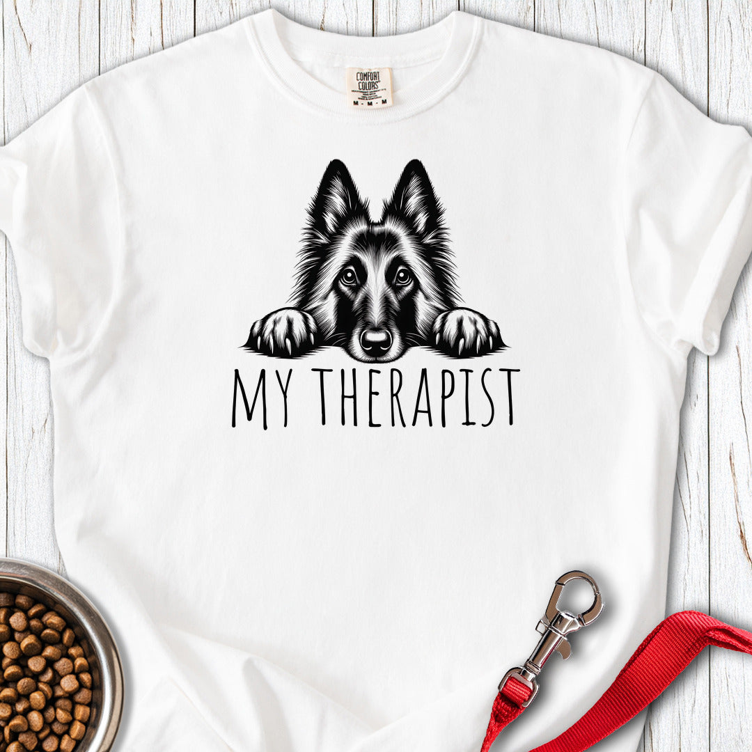 Belgian Tervuren My Therapist Premium Tee — White