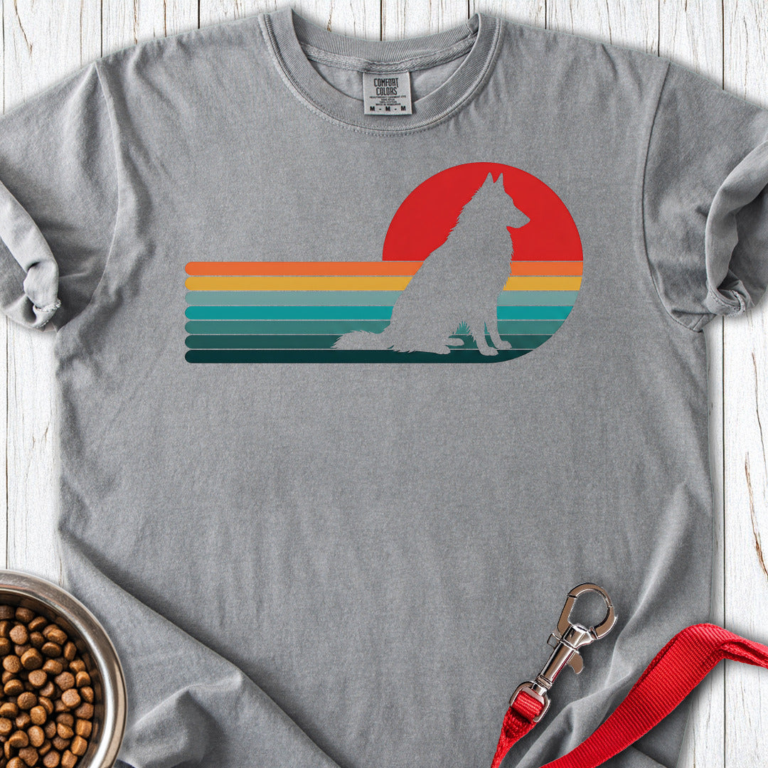 Belgian Tervuren Retro Sunset Premium Tee — Grey