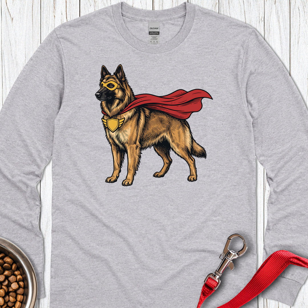 Belgian Tervuren Superhero Long Sleeve — Sport Grey