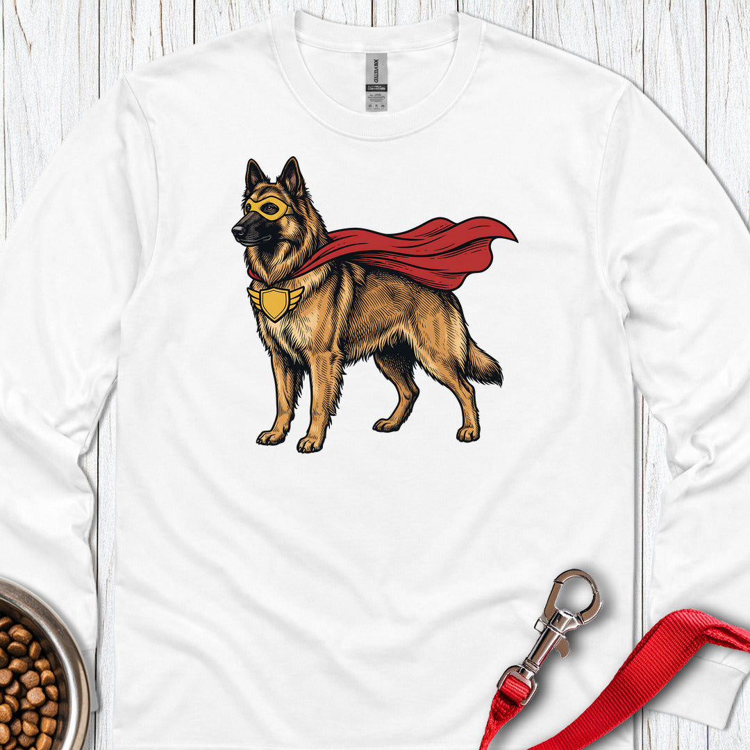 Belgian Tervuren Superhero Long Sleeve — White