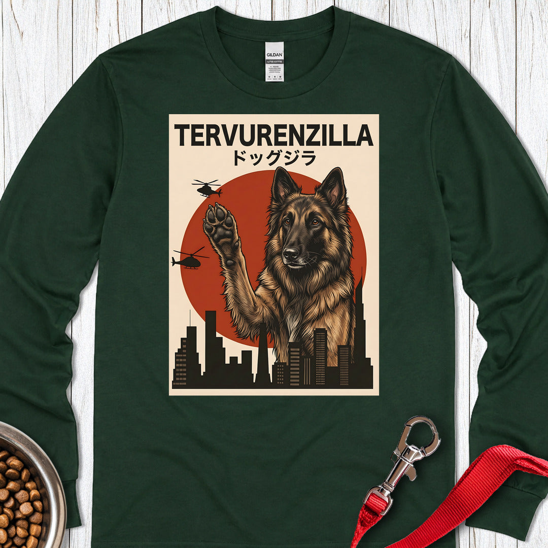 Belgian Tervuren Tervurenzilla Long Sleeve — Forest Green