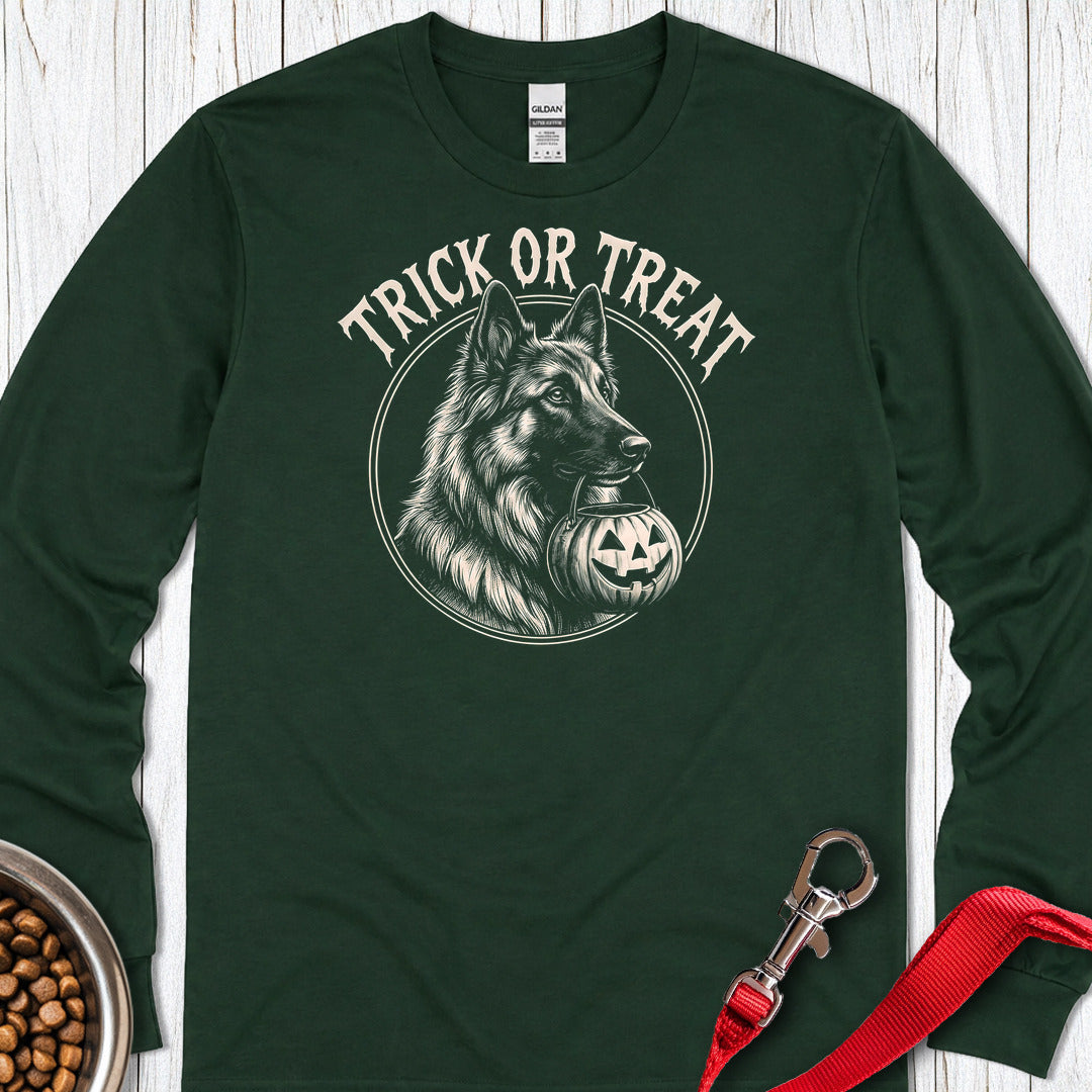 Belgian Tervuren Trick Or Treat Long Sleeve — Forest Green