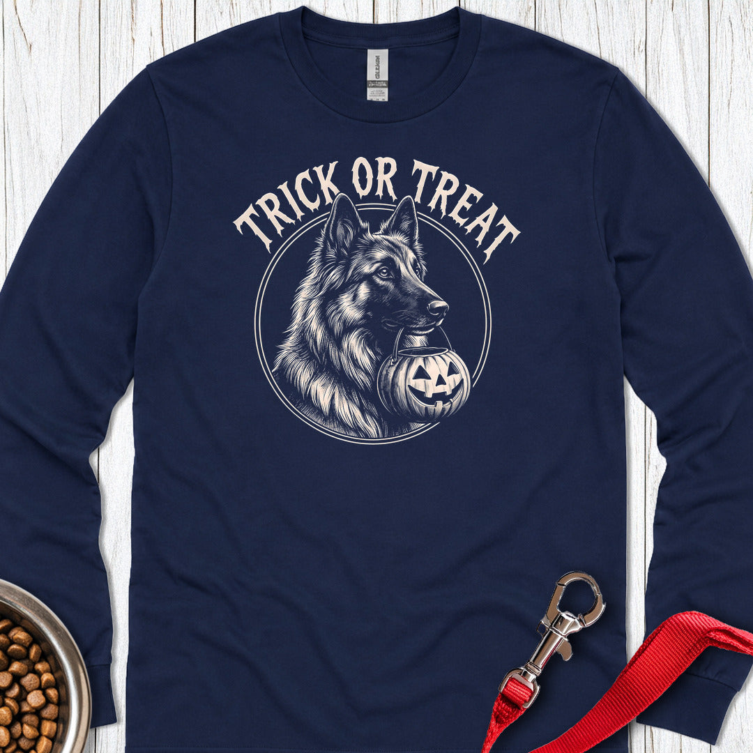 Belgian Tervuren Trick Or Treat Long Sleeve — Navy