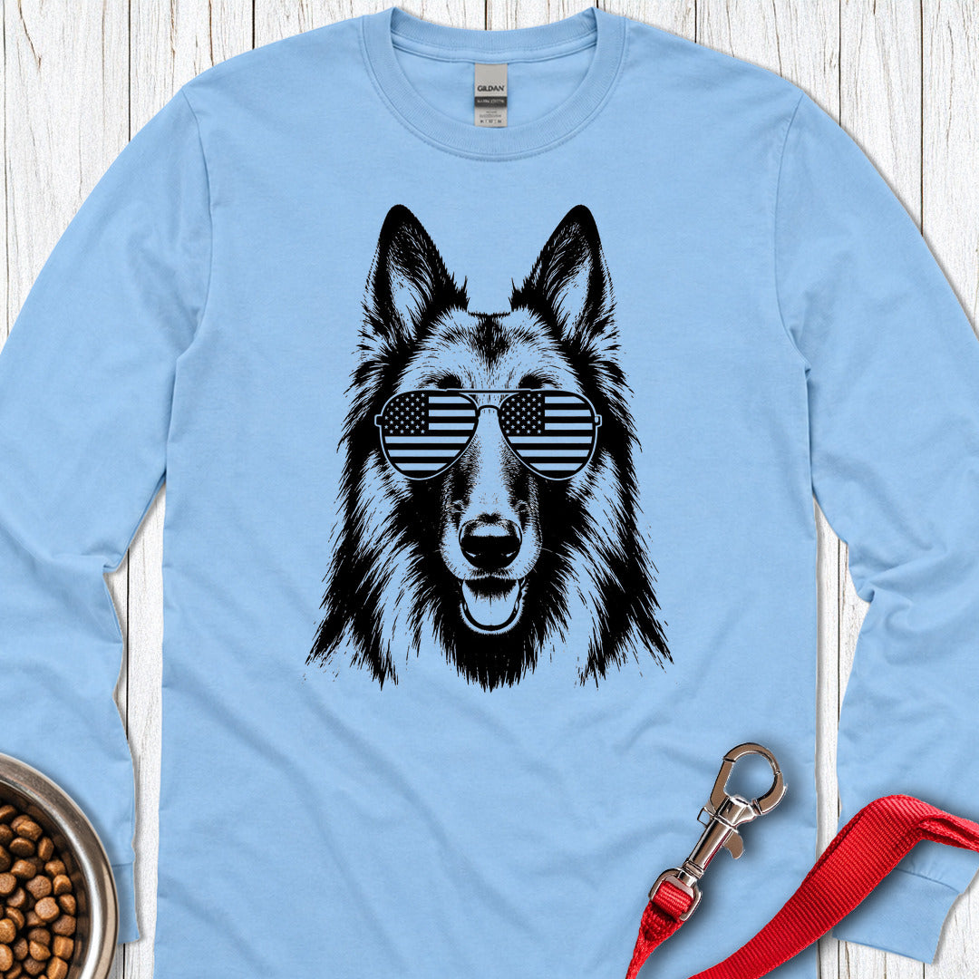 Belgian Tervuren USA Long Sleeve — Carolina Blue