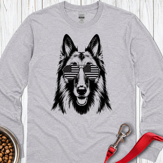 Belgian Tervuren USA Long Sleeve — Sport Grey