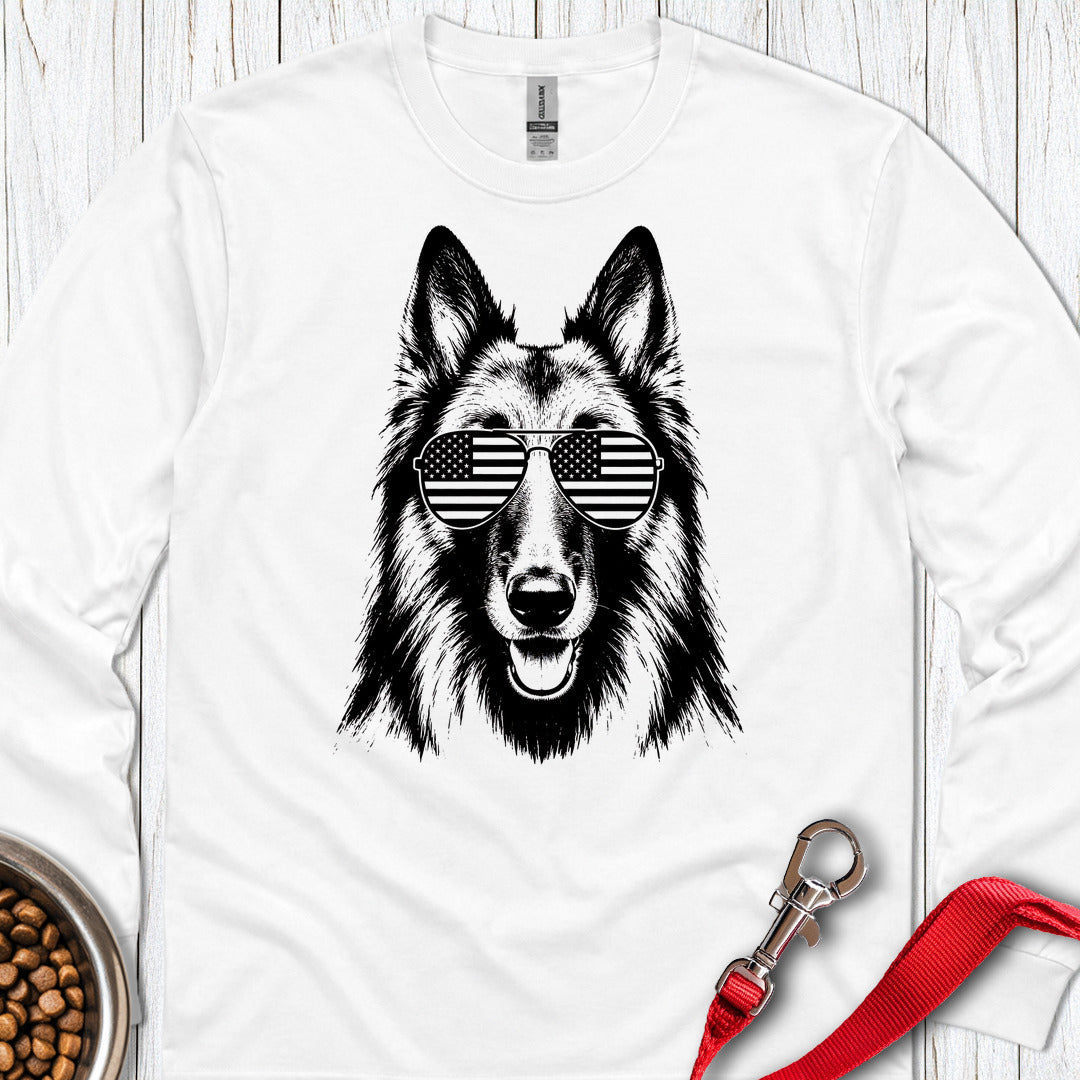 Belgian Tervuren USA Long Sleeve — White