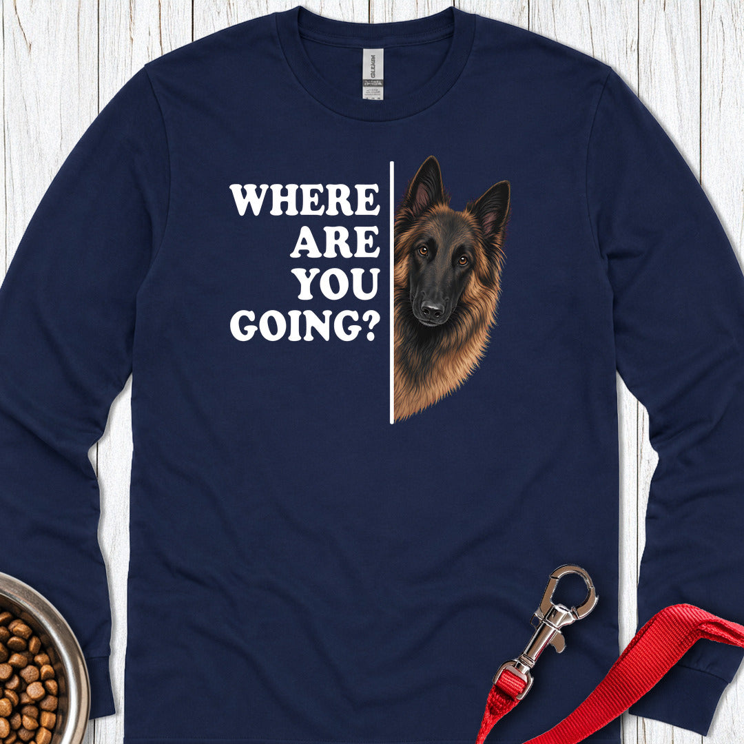 Belgian Tervuren Where Are You Going Long Sleeve — Navy