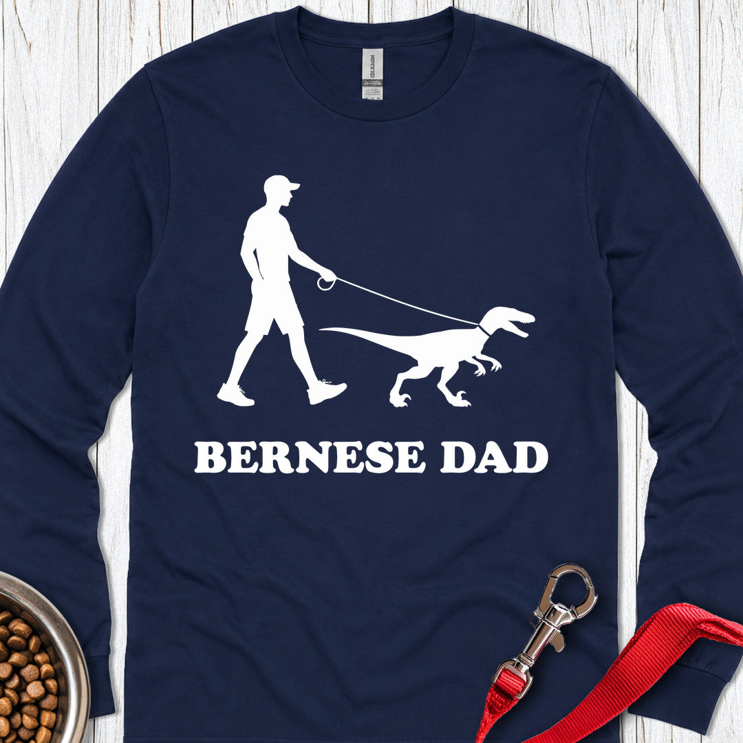 Bernese Dad Velicoraptor Long Sleeve — Navy