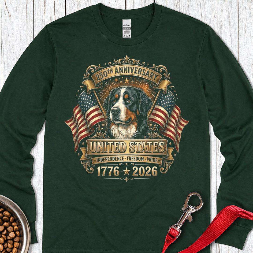 Bernese Mountain Dog 250 Years USA Long Sleeve — Forest Green