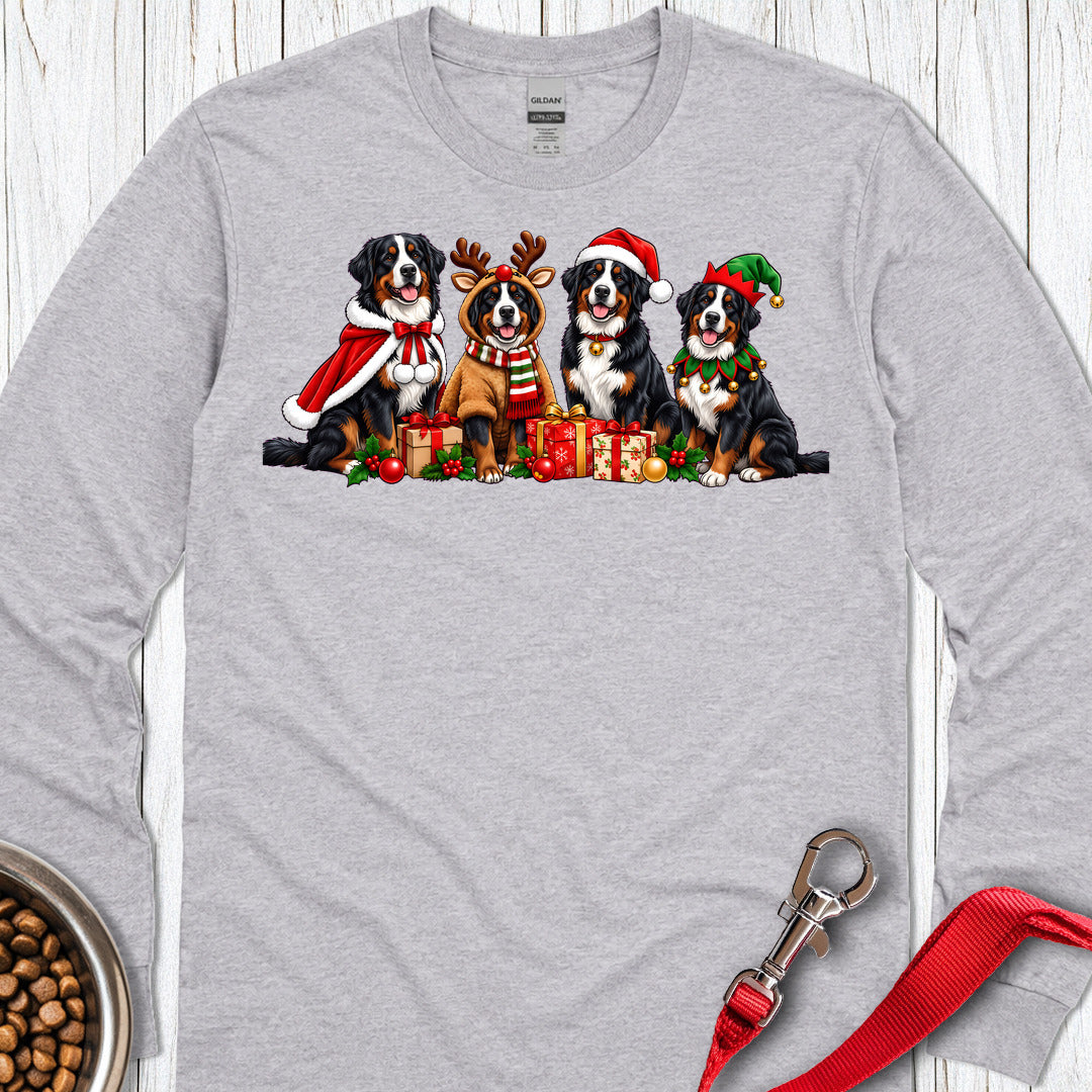 Bernese Mountain Dog Christmas Group Long Sleeve — Sport Grey