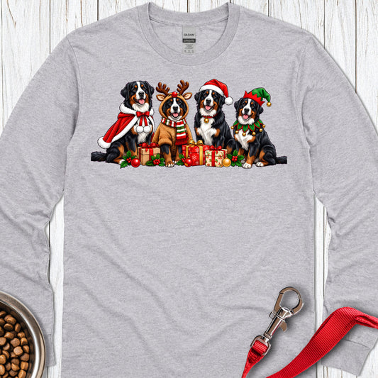 Bernese Mountain Dog Christmas Group Long Sleeve — Sport Grey