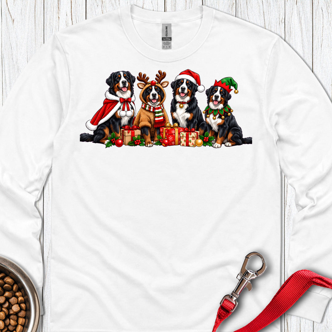 Bernese Mountain Dog Christmas Group Long Sleeve — White