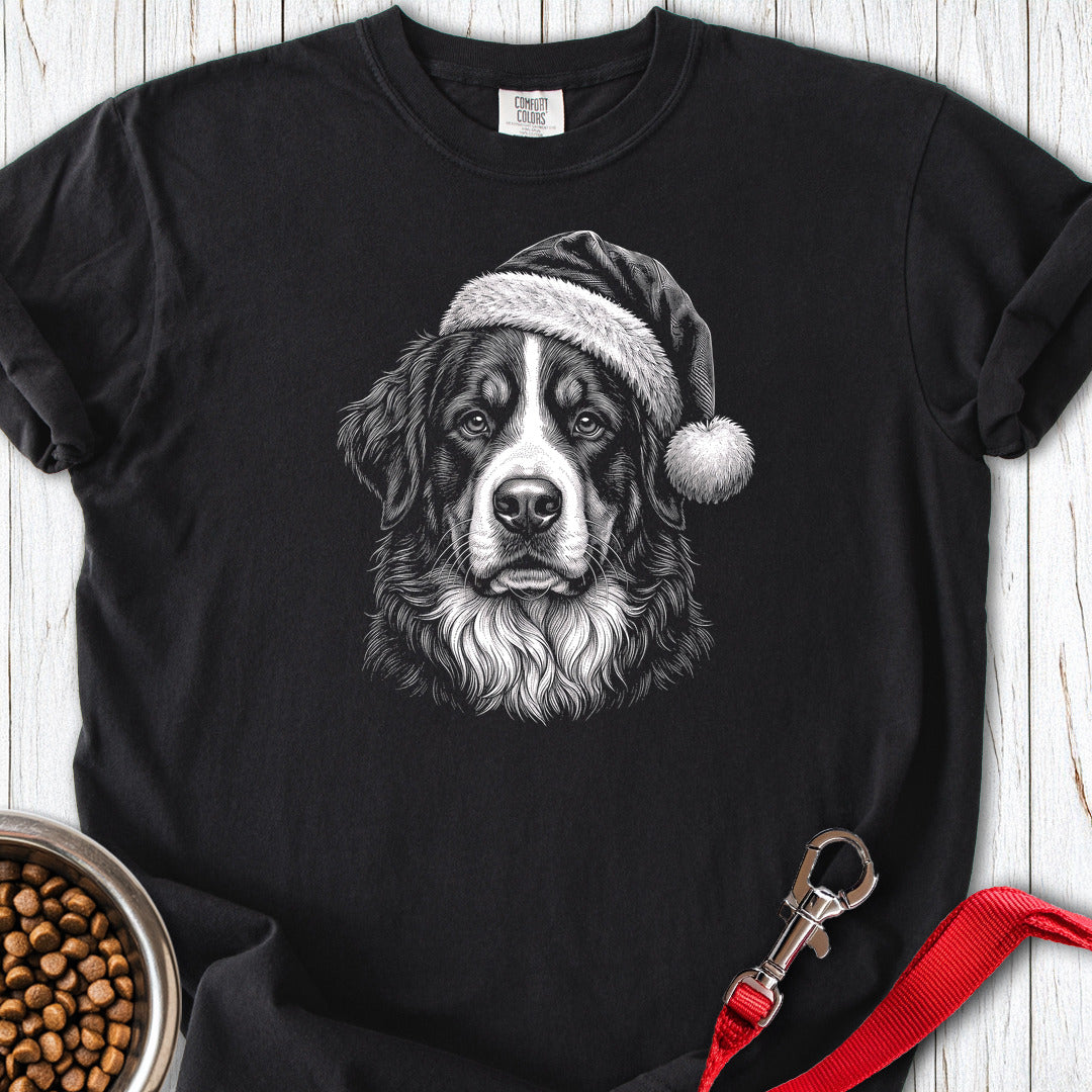 Bernese Mountain Dog Christmas Santa Hat Premium Tee Black