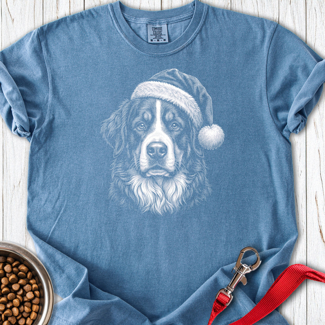 Bernese Mountain Dog Christmas Santa Hat Premium Tee Blue Jean