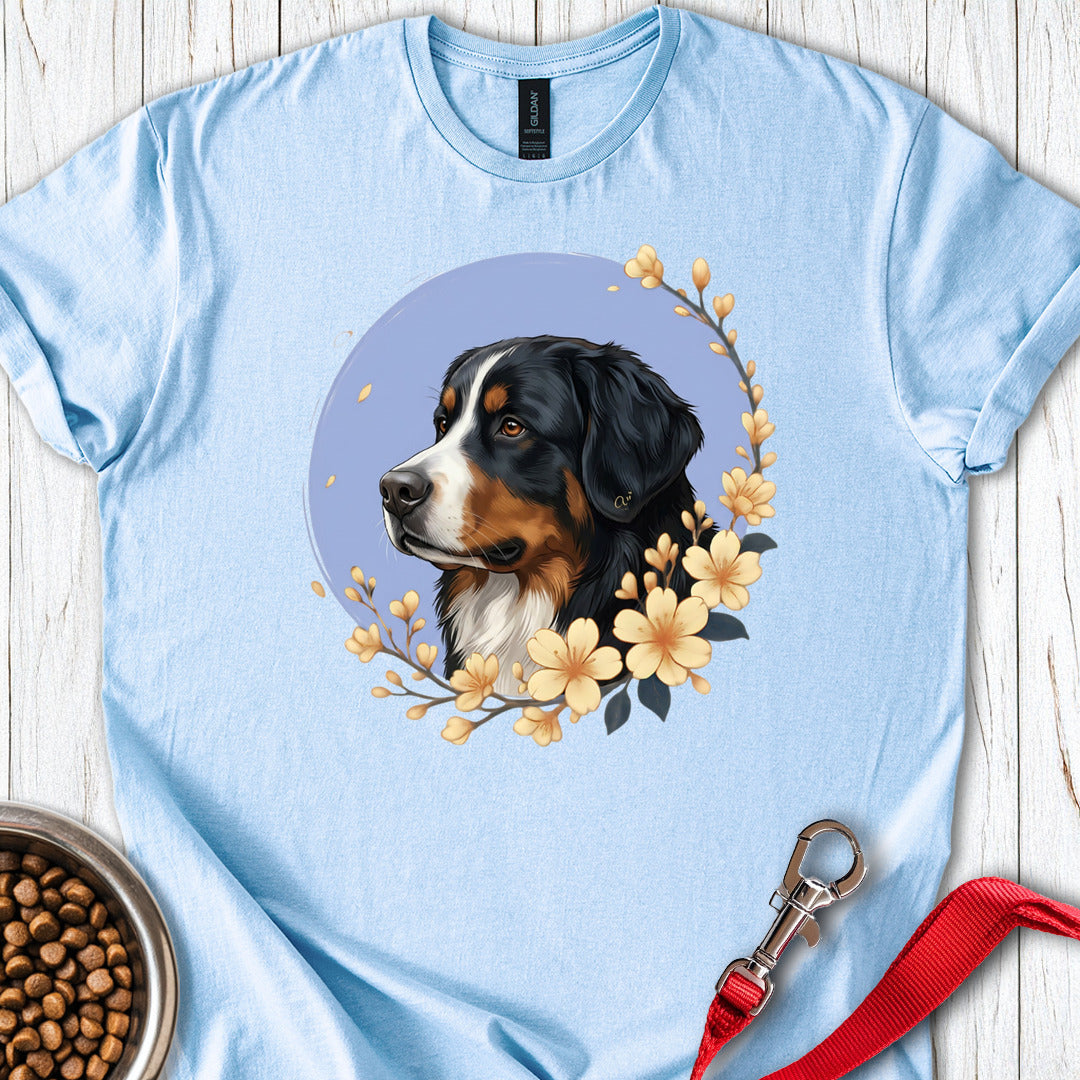 Bernese Mountain Dog Flowers Light Blue