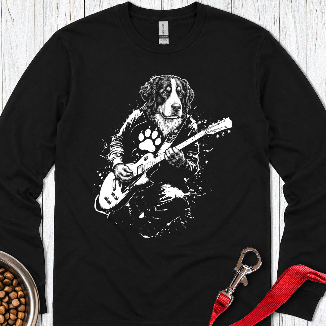 Bernese Mountain Dog Guitar Long Sleeve — Black