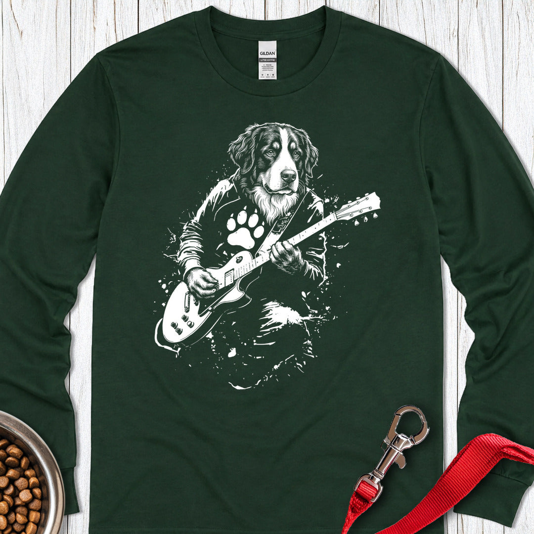 Bernese Mountain Dog Guitar Long Sleeve — Forest Green