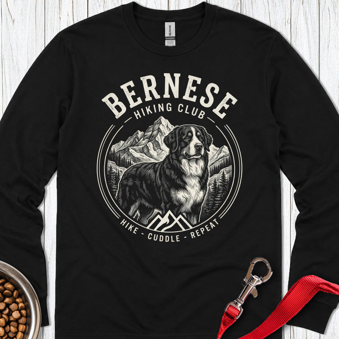 Bernese Mountain Dog Hiking Club Long Sleeve — Black