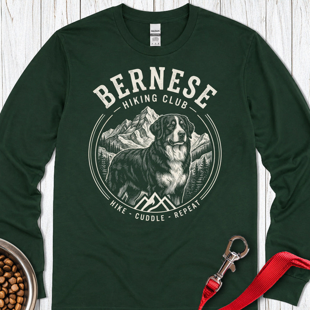 Bernese Mountain Dog Hiking Club Long Sleeve — Forest Green