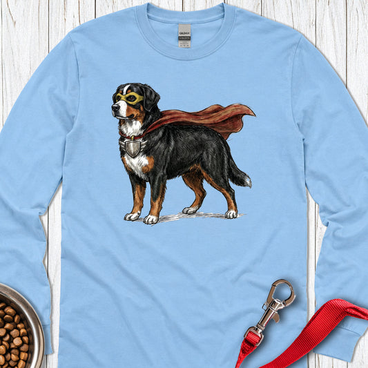 Bernese Mountain Dog Superhero Long Sleeve — Carolina Blue