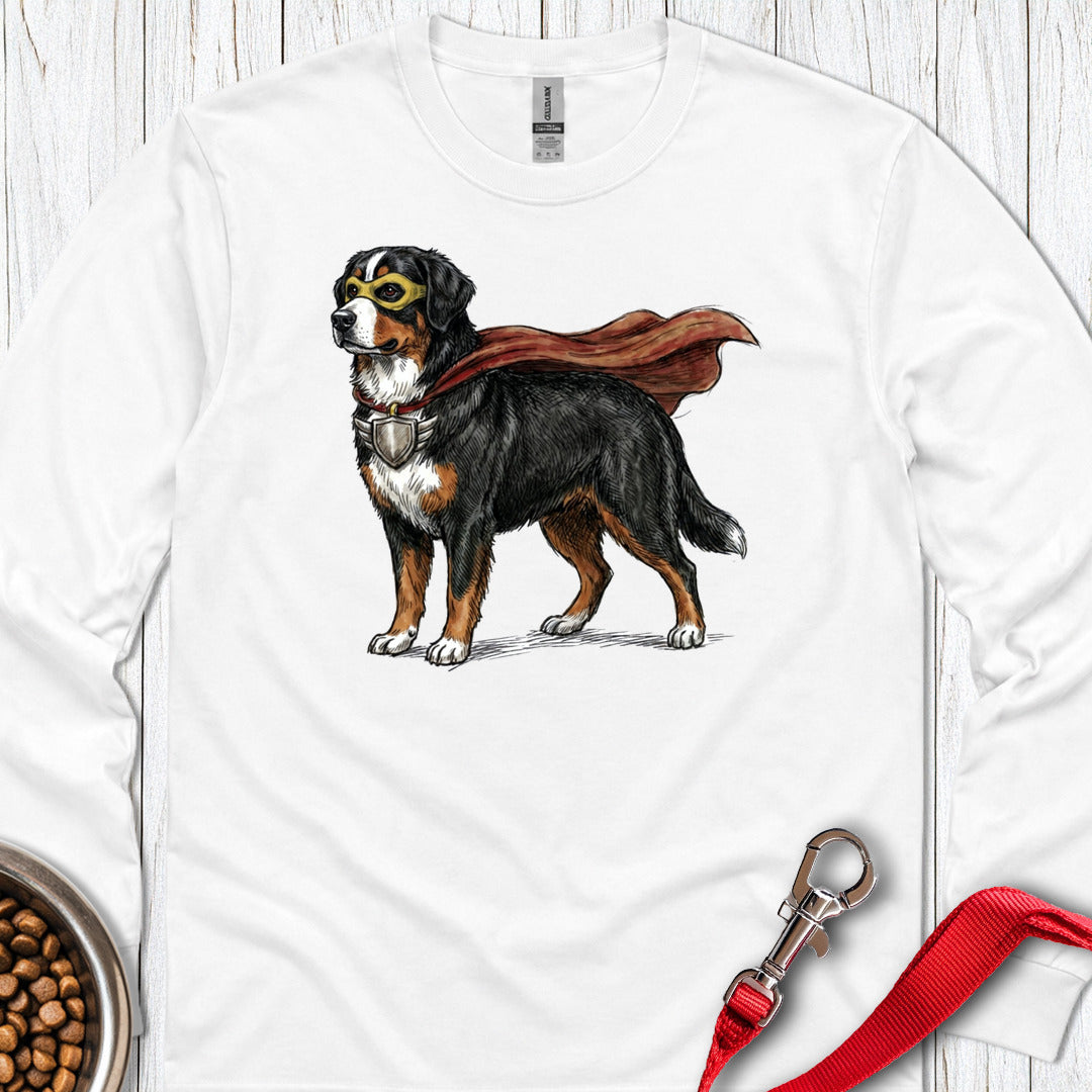 Bernese Mountain Dog Superhero Long Sleeve — White