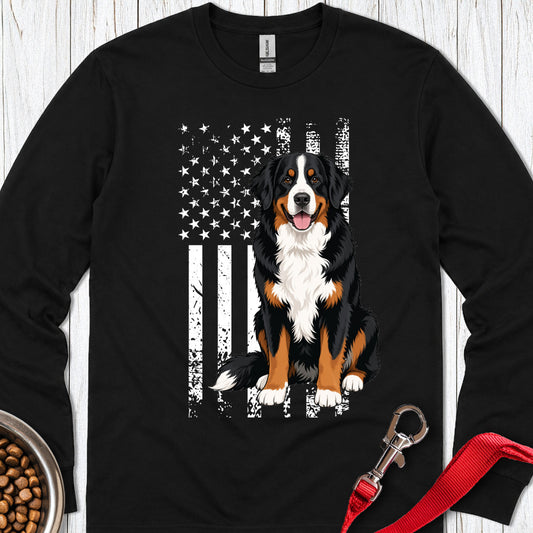 Bernese Mountain Dog USA Long Sleeve — Black