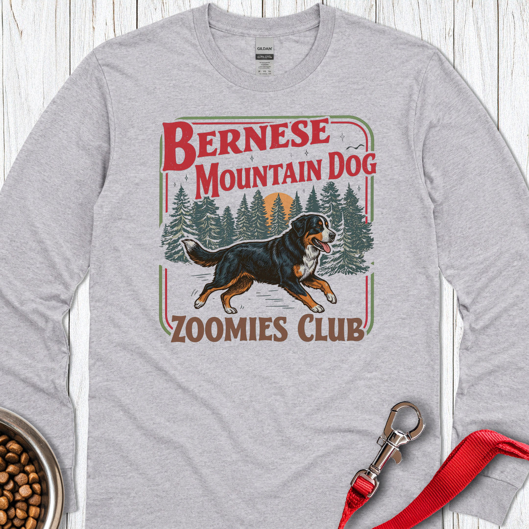 Bernese Mountain Dog Zoomies Long Sleeve — Sport Grey