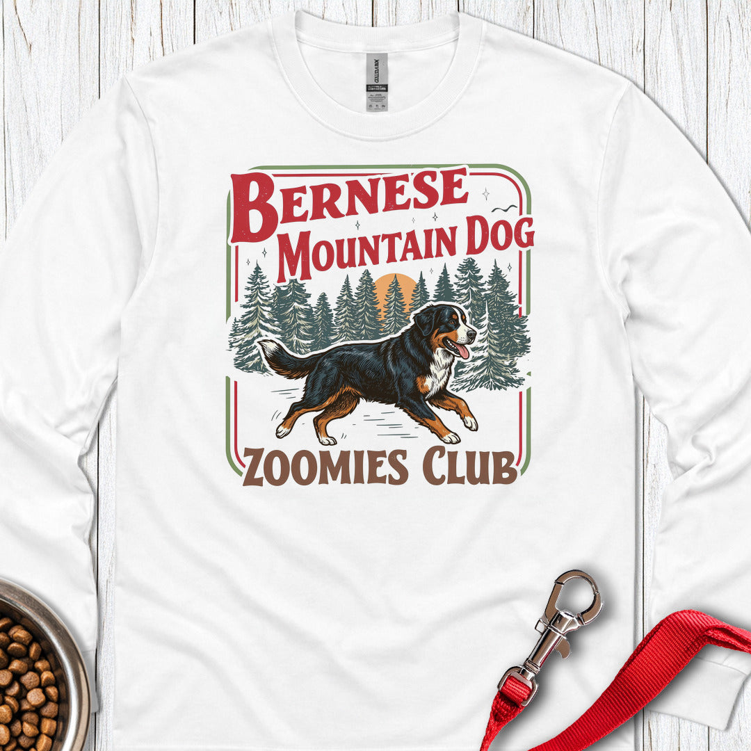 Bernese Mountain Dog Zoomies Long Sleeve — White