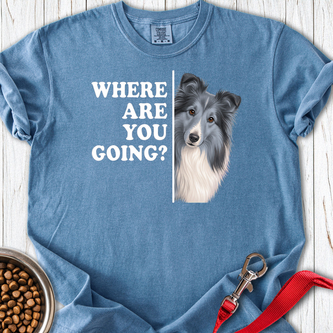 Bi Blue Shetland Sheepdog Where Are You Going Premium Tee Blue Jean