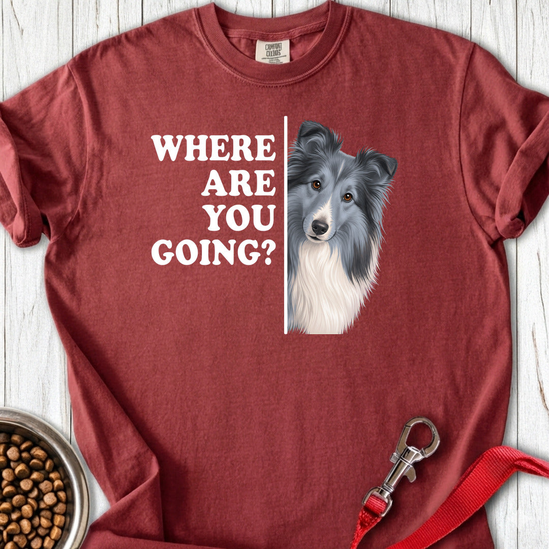 Bi Blue Shetland Sheepdog Where Are You Going Premium Tee Brick