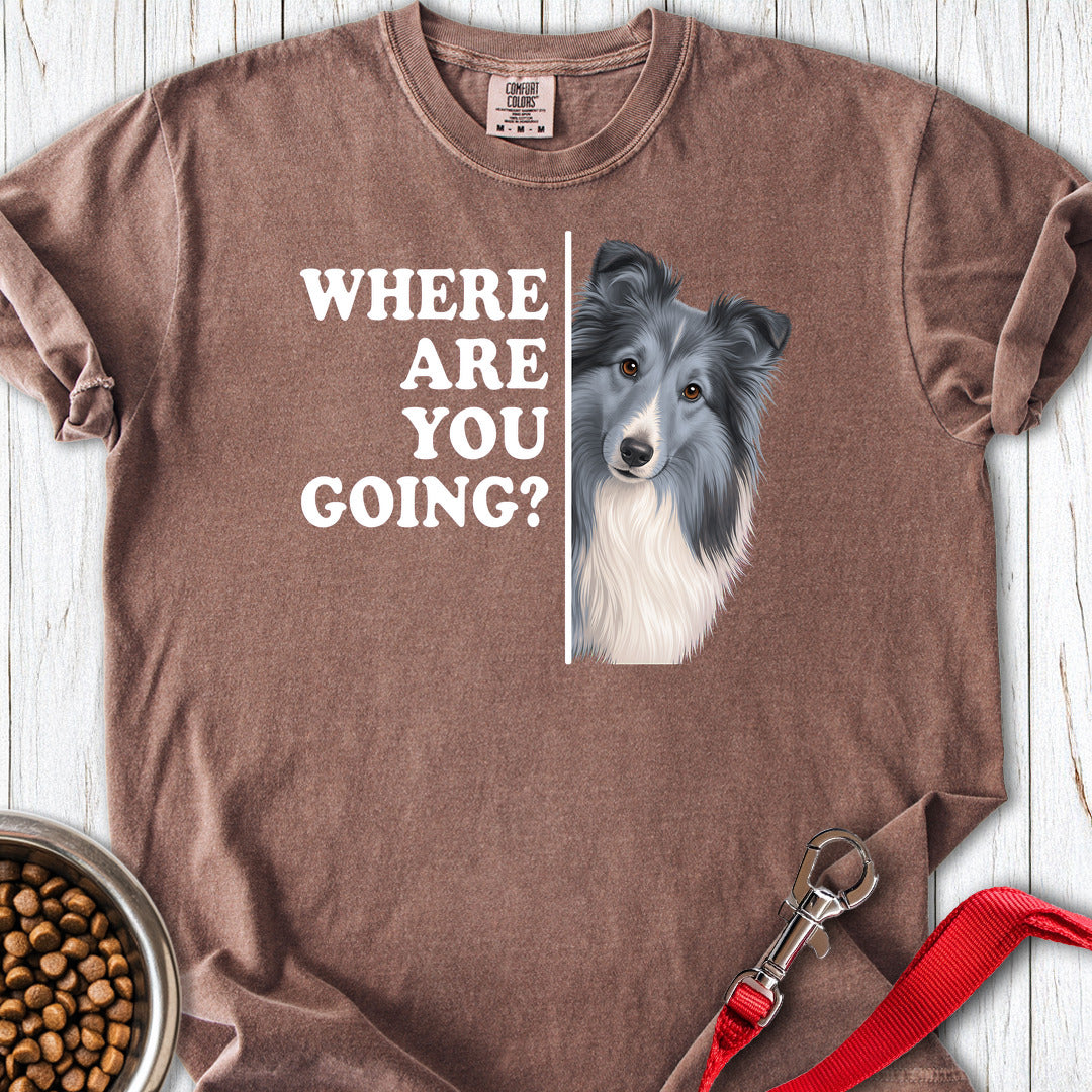 Bi Blue Shetland Sheepdog Where Are You Going Premium Tee Espresso